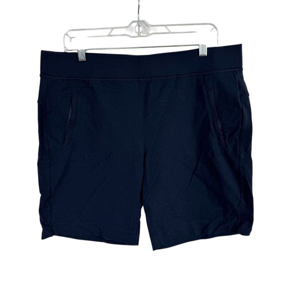 Athleta Women's Shorts Size Large Navy Blue Pull On Elastic Waist Pockets